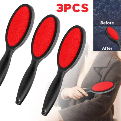 3Pcs Double Sided Lint Brush Clothes Fluff Pet Hair Remover Fabric Dust Cleaner - Image 1 of 4