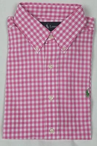 Ralph Lauren Pink White Checkered Classic Short Sleeve Dress Shirt NWT - Picture 1 of 1