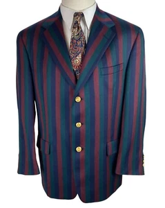 VTG 90s Tommy HIlfiger Striped 3 Button Blazer Sports Coat Jacket Mens 43R USA - Picture 1 of 14