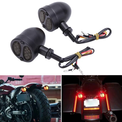 Luces intermitentes de freno LED de señal de giro negras para motocicleta Harley Davidson Dyna Foto 1 de 4