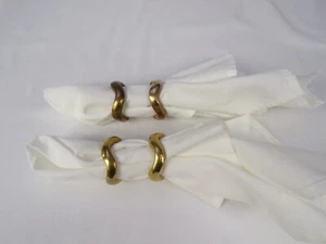 4 Vintage Serviettenringe massiv Messing handgeformt Wellen Design schwer D25 - Bild 1 von 7