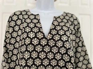 Boho Tunic -Womens XL-Summer Weight Cotton- Breezy Oversized- Long Sleeve- Black - Picture 1 of 12