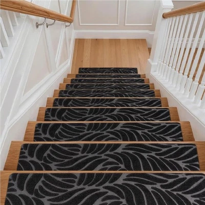 15Pcs Stair Pads Set Carpet Stair Treads Non Slip Adhesive Step Mats Home Decor - Image 1 of 4