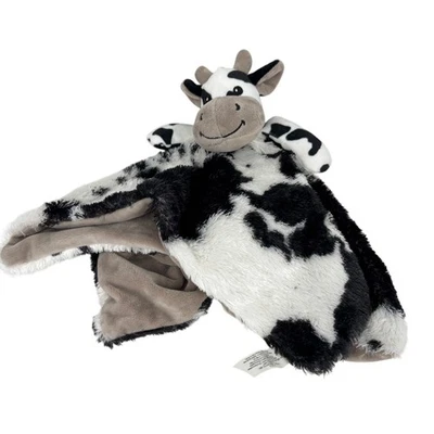 Trend Lab Cow Lovey Security Blanket Plush Toy Black White Gray 15" Inch - Image 1 of 4