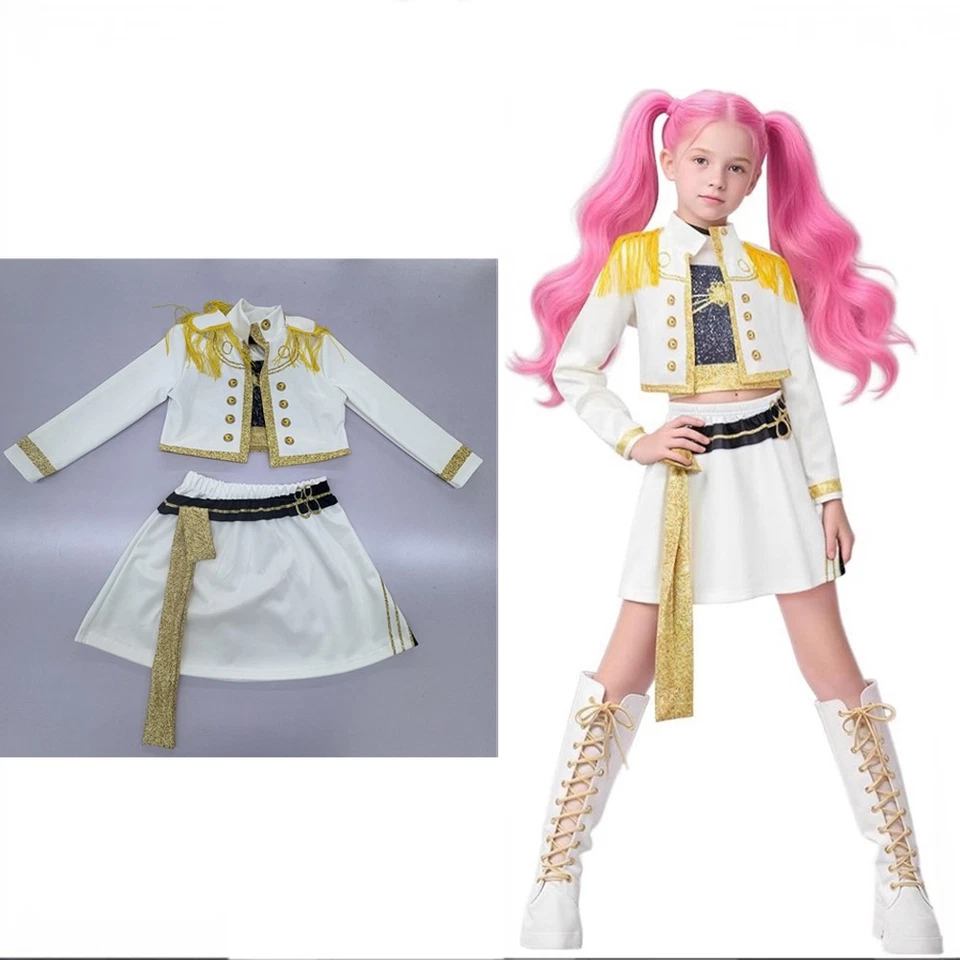 2025 KPop Cazadores de Demonios Disfraz Niños Niñas Juegos con disfraces Rumi Mira Vestido Trajes Pelucas Foto 1 de 4