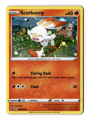 Scorbunny - (Cosmos Holo) SWSH244 SWSH: Sword & Shield Promo Cards Holo Swirl - Image 1 of 3