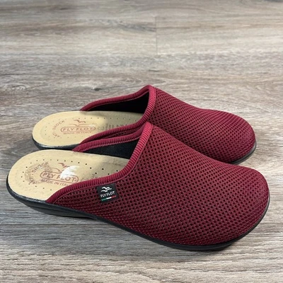 Zapatos para mujer Fly Flot de malla sin cordones de cuero anti golpes 9 rojos Foto 1 de 4