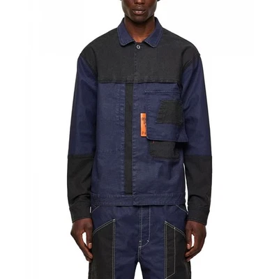 DIESEL D FETZ 0EEAW Mens Trucker Jacket Long Sleeve Stretch Denim Jacket Navy - Image 1 of 4