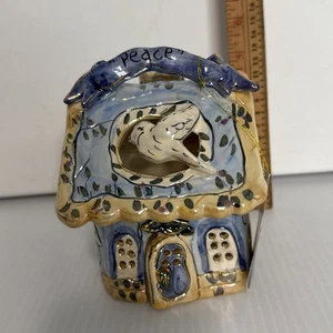 Blue Sky Clayworks Peace Tea Light House with Birds Vintage 2002 NWT - Picture 1 of 9