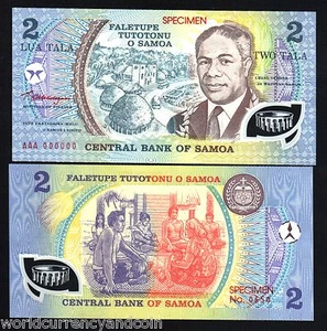WESTERN SAMOA 2 TALA P-31 1990 Rare AAA SPECIMEN Commemorative Polymer UNC NOTE - Picture 1 of 4