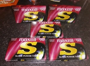 5 cintas de casete MAXWELL S SUPER POWER TAPE 90 minutos nuevas y selladas - Imagen 1 de 3