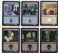 MTG - Ravnica, City of Guilds FOIL Basic Lands - 3x Swamp, 2x Island & 1x Plains