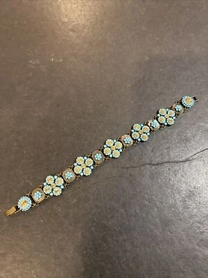 Signed JOAN RIVERS Faux Turquoise Rhinestone Bracelet - Image 1 of 4
