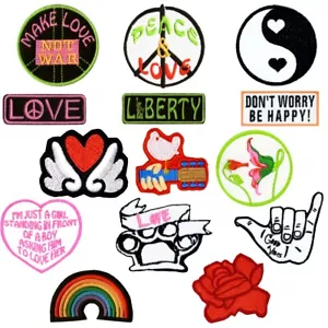 Parche de paz y amor bordado vida hippie flores yin y yang arco iris buenas vibraciones - Imagen 1 de 16