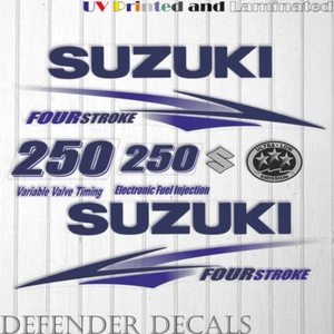 Suzuki 250 PS Viertakt Außenborder Motor Aufkleber Sticker Set Kit White Cowling - Bild 1 von 1