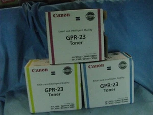 3 GENUINE CANON GPR-23 CYAN MAGENTA YELLOW TONER CARTRIDGES - MOSTLY NEW - Picture 1 of 1