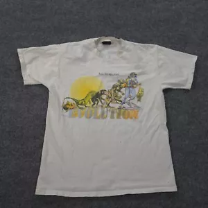 VINTAGE Aruba Shirt Mens Large White Evolution Graphic Vacation Made In USA 90s - Picture 1 of 13