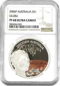 2006 Discover Australia Uluru 1oz 999 Silver Dollar Proof NGC PF68 Aboriginal - Picture 1 of 2