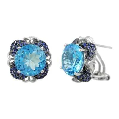 One Of A Kind Precious Topaz With Blue & White Sapphire Lab-Created Earrings - Image 1 of 4