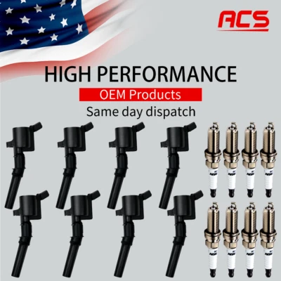 8X OEM Ignition Coil & 8X Iridium Spark Plug for Ford F150 4.6L 5.4L FD503 DG508 - Image 1 of 4