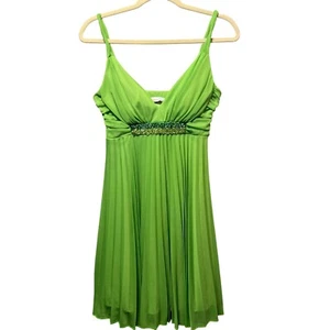 Vintage Y2K Speechless Green Party Dress Pleated Beaded Empire Waist Medium - Picture 1 of 8