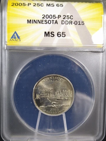 2005 P MINNESOTA DDR-015 DOUBLE DIE REVERSE EXTRA TREE QTR ANACS MS65 - 7539592 Cover