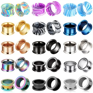 2PCS Surgical Steel Ear Gauges Screw Fit Tunnels Plugs Earrings Body Jewelry USA - Picture 1 of 36