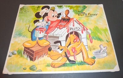 Walt Disney Mickey Mouse y Plutón 12 Piezas Puzzle Vintage Jaymar Marco Bandeja Casi Nuevo Foto 1 de 4