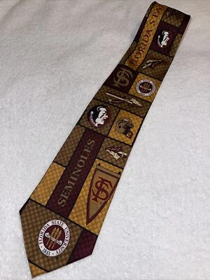 Corbata deportiva de fútbol americano 100 % seda vintage FSU Florida State University para hombre Foto 1 de 2