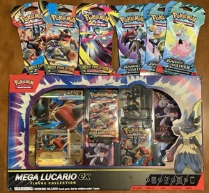 Pokémon TCG Mega Lucario EX Figure Collection Box New / Factory Sealed 6 Sleeves - Picture 1 of 3