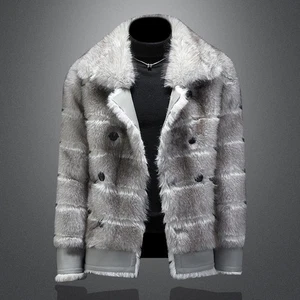 Men's Winter Fur Coat Thick Warm Leather Jacket  Casual Outwear Short Overcoats  - Picture 1 of 15