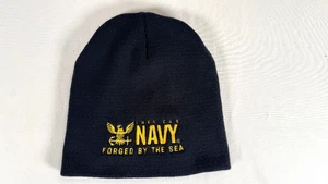 Bayside USA Made Beanie AMERICA’S NAVY “Forged By The Sea” One Size Blue - Picture 1 of 4