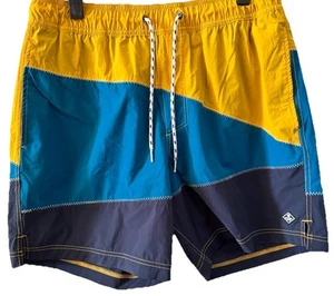 Sperry Mesh Drawstring Swim Shorts Yellow Blue Waist  Large32" Inseam 7 B2 - Picture 1 of 6