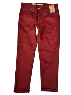 Chino para mujer LEVI'S granate tiro medio novio pierna cónica frente plano talla 28 Foto 1 de 4