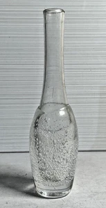 Jarrón de vidrio soplado a mano vintage burbuja vidrio craquelado Blenko? Jarrón Bud diseño MCM - Imagen 1 de 11