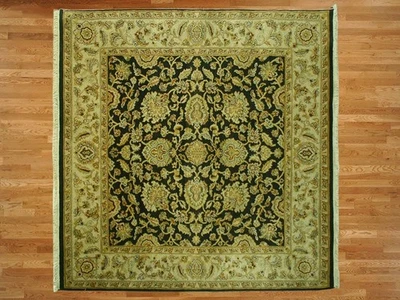 6 x 6 Square Hand Knotted Black Agra Oriental Rug G585 - Image 1 of 4