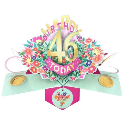Happy 46th Birthday 46 Today Pop-Up Greeting Card Love Kate's Pop Up Cards Her - Image 1 of 3