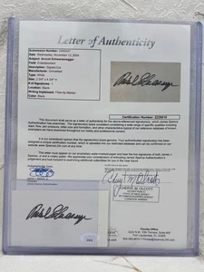 Corte firmado por Arnold Schwarzenegger con certificado de autenticidad autenticación JSA notariado - Imagen 1 de 13