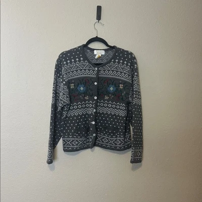 Vintage Tally-Ho Cardigan Sweater Floral Granny Sweater Size Large - Image 1 of 4