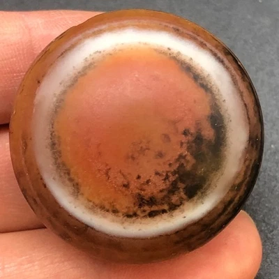 Ágata antigua natural tibetana DZi *ojos de cielo* *ojos de cabra* cuenta 35 mm Z9 Foto 1 de 4