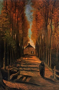Dream-art Oil painting Vincent Van Gogh - Avenue of Poplars in Autumn canvas 36" - Picture 1 of 1