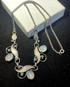 COLLAR PLATA ESTERLINA PIEDRA LUNAR AZUL DISEÑADOR FIRMADO VANDELL AÑOS 30 ART DECO - Imagen 1 de 15