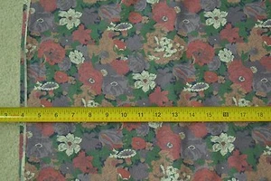 21" Long x 36" Wide, Vintage 1940's-60's, Floral on Lt-Weight Gabardine, M6765 - Picture 1 of 4