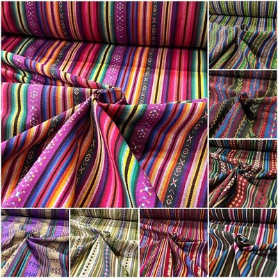 Messico Sostanze Rivestimento Decorazione Mobile Costumi Stoffa Bohemian Strisce - Immagine 1 di 4