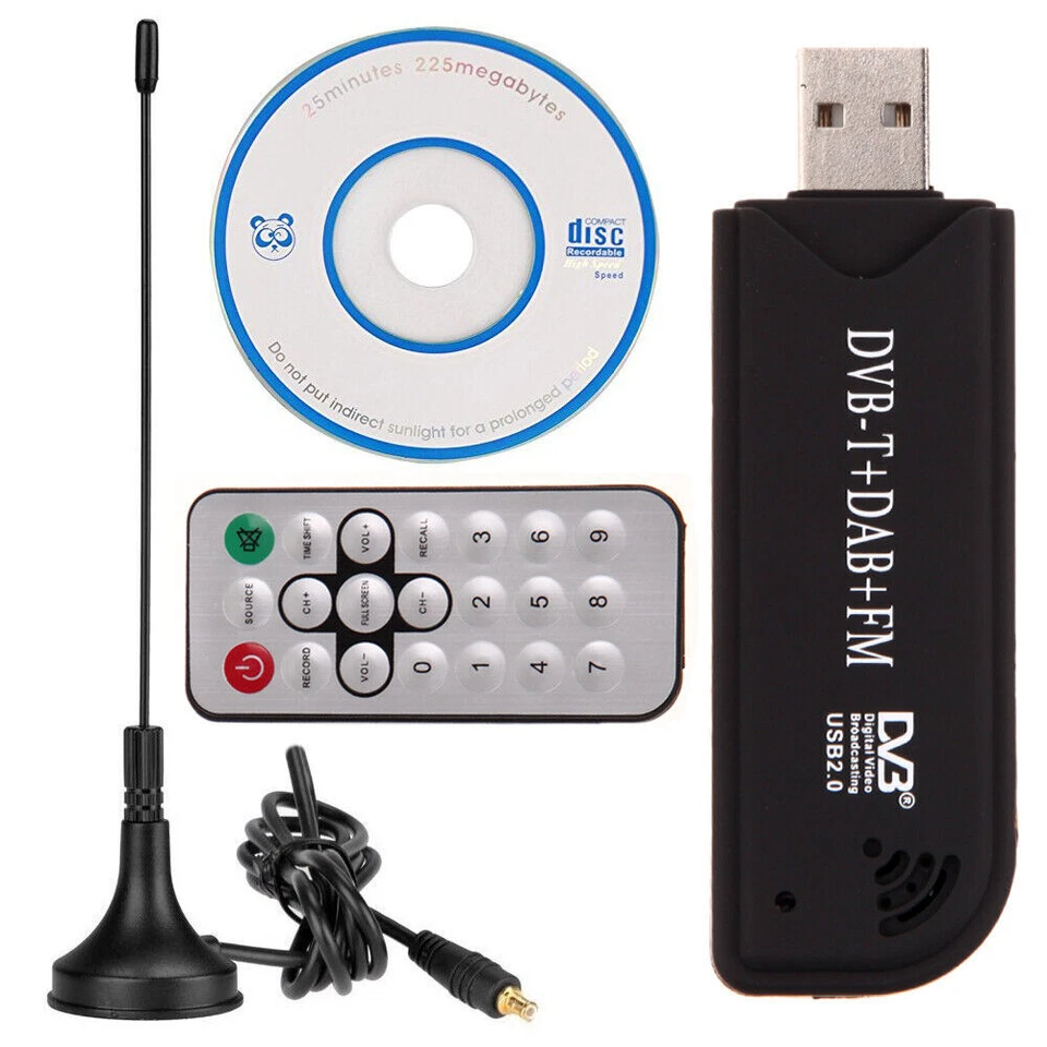 TV Stick USB2.0 Digital DVB-T SDR+DAB+FM TV Tuner Receiver Stick RTL2832U+FC0012 - Image 1 of 4