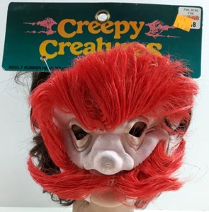 Máscara de Halloween de goma facial de duende loco ogro troll criaturas espeluznantes de los años 90 de colección - Imagen 1 de 8