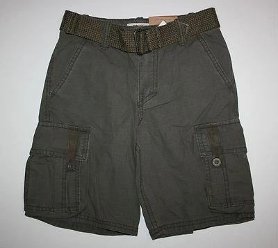 New Route 66 Boys 7 Year Cargo Dark Olive Brown Shorts w Belt Adjustable waist - Image 1 of 3