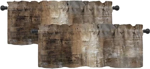Brown Grey Kitchen Curtains Abstract Art Valances for Windows Blackout Window Tr - Picture 1 of 12