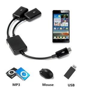 Micro USB / Type C to 2 OTG Dual Female USB Port HUB Cable Y Splitter Adapter_sh - Photo 1 sur 8
