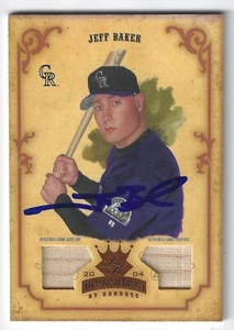 JEFF BAKER COLORADO ROCKIES SIGNED DIAMOND KINGS GAME USED BAT BASEBALL CARD - Picture 1 of 1